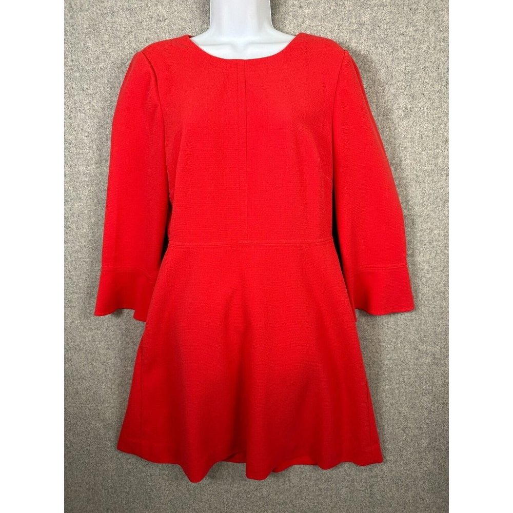 J.Crew Size 10 Womens Dress‎ Coral Orange Flared Wrists Zip Classic Zip